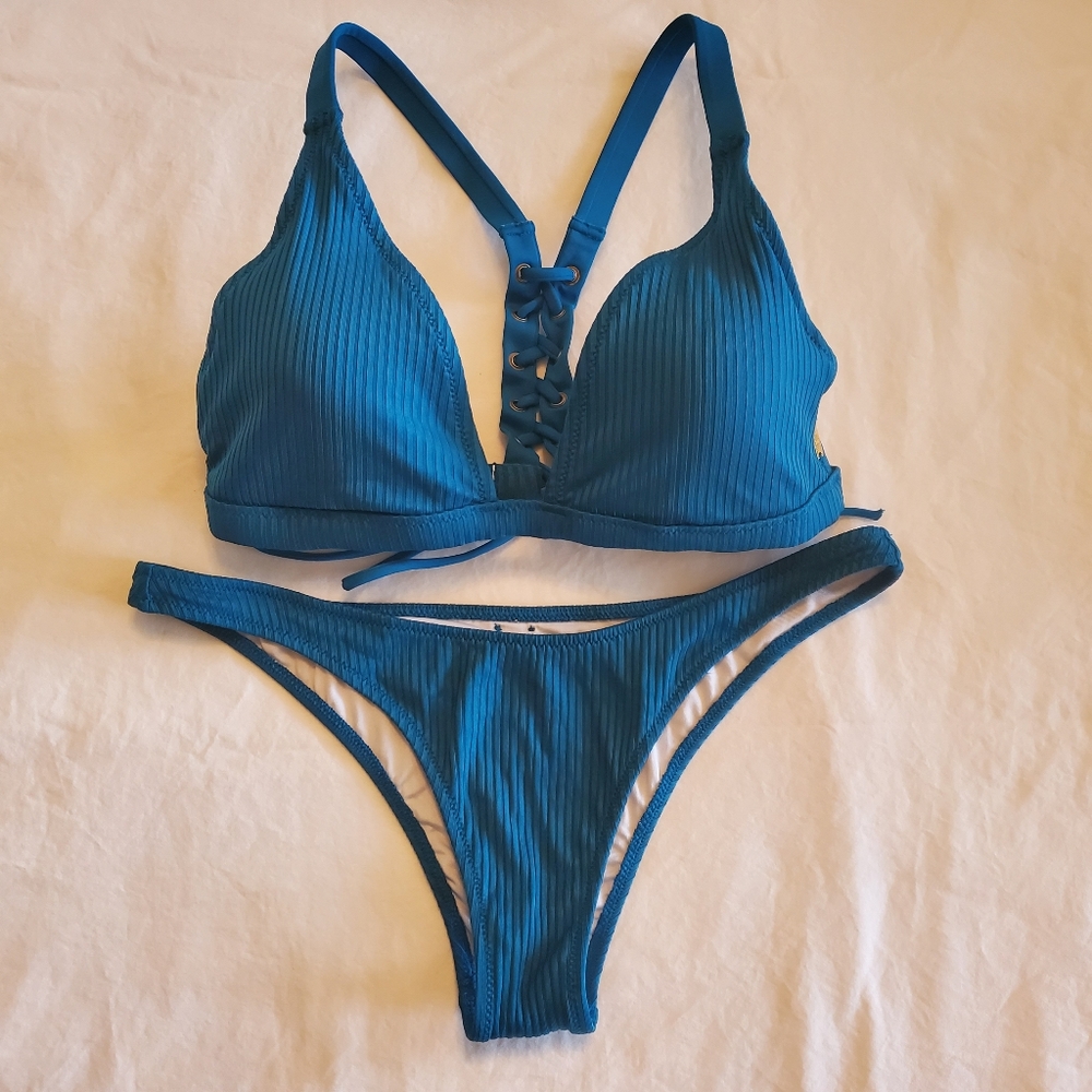 Victoria Secret PINK Teal Racerback swimsuit Size XS